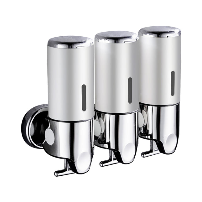 3 Bottles Bathroom Shower Soap Dispenser Silver-1954802726525341696
