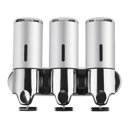 3 Bottles Bathroom Shower Soap Dispenser Silver-1954802726525341697