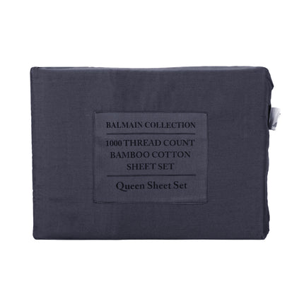 Royal Comfort - Balmain 1000TC Bamboo cotton Quilt Cover Sets (Queen) - Charcoal-1951134830041370631