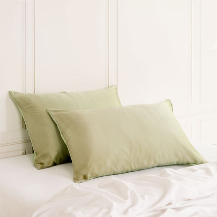 SILK PILLOW CASE TWIN PACK - SIZE: 51X76CM - Sage-1951134814539223040