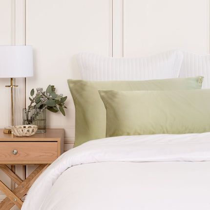 SILK PILLOW CASE TWIN PACK - SIZE: 51X76CM - Sage-1951134814539223041