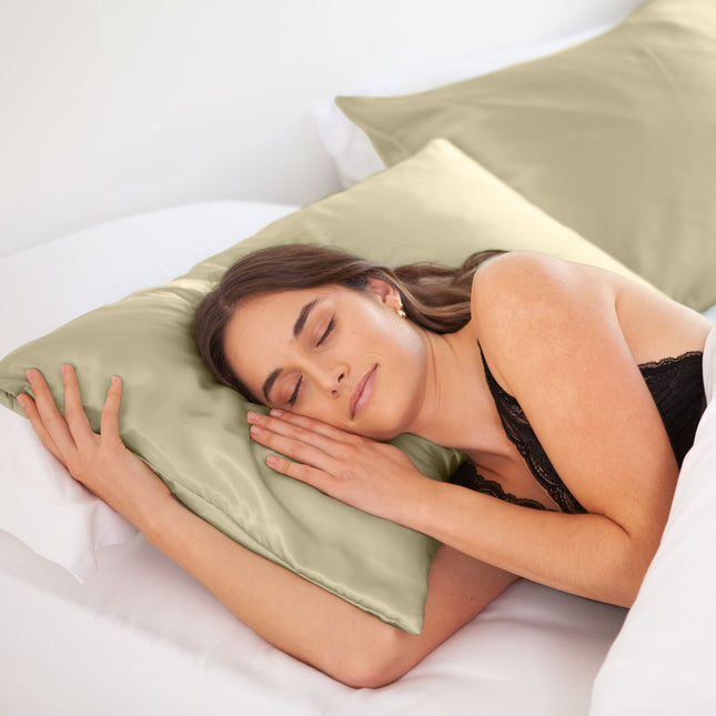 SILK PILLOW CASE TWIN PACK - SIZE: 51X76CM - Sage-1951134814539223042