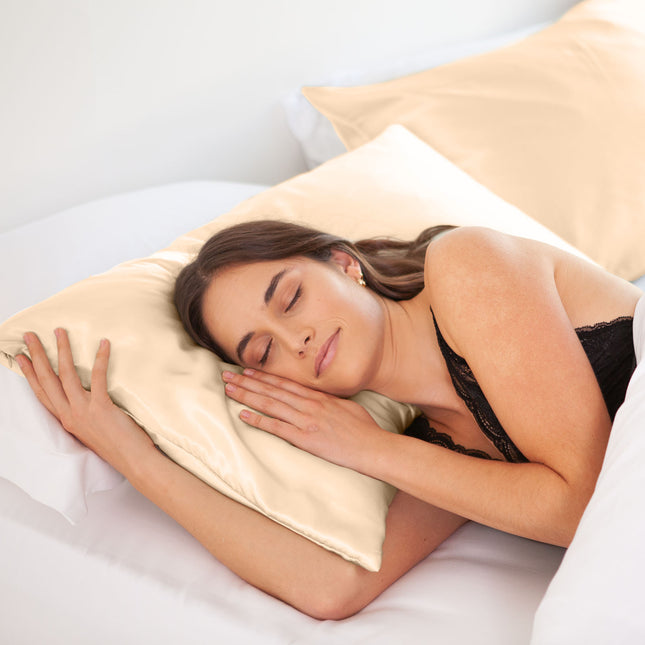 SILK PILLOW CASE TWIN PACK - SIZE: 51X76CM - Champagne Pink-1951134814719578114