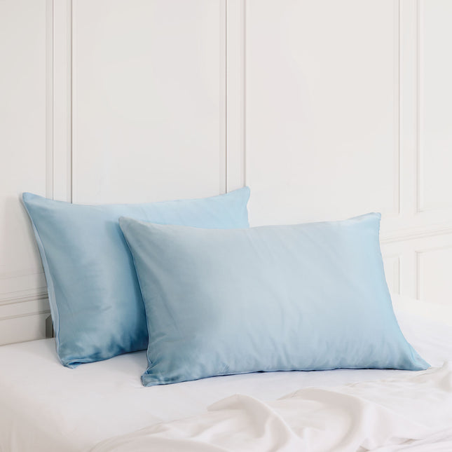 SILK PILLOW CASE TWIN PACK - SIZE: 51X76CM - Soft Blue-1951134815088676864