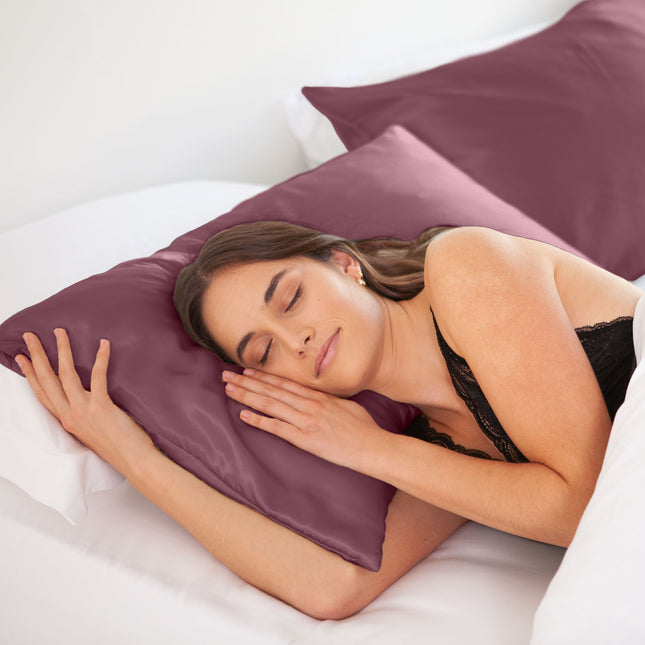 SILK PILLOW CASE TWIN PACK - SIZE: 51X76CM? - Malaga Wine-1951134815281614850