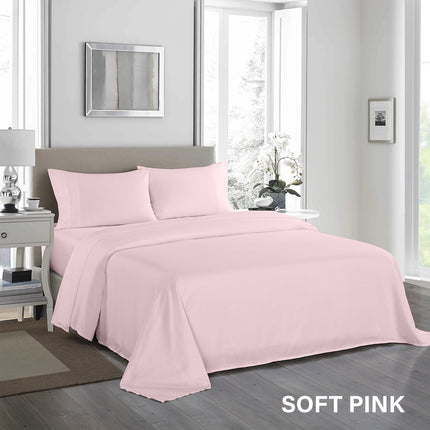 Royal Comfort - 1200TC Ultrasoft 4 Pc Sheet Set - Double - Soft Pink-1951134880452710405
