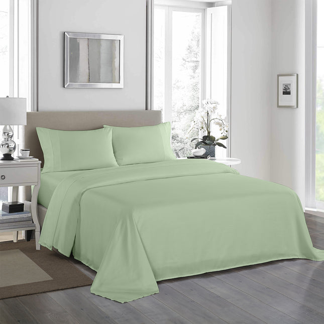 Royal Comfort - 1200TC Ultrasoft 4 Pc Sheet Set - Queen - Sage Green-1951134880649842688