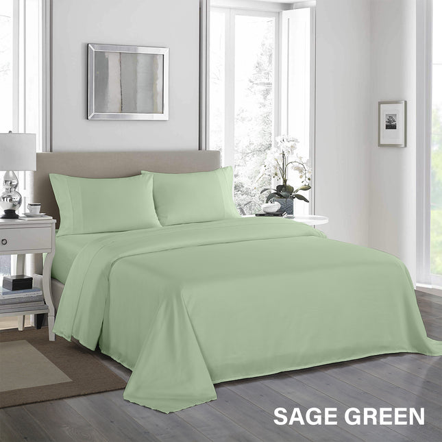 Royal Comfort - 1200TC Ultrasoft 4 Pc Sheet Set - Queen - Sage Green-1951134880649842693