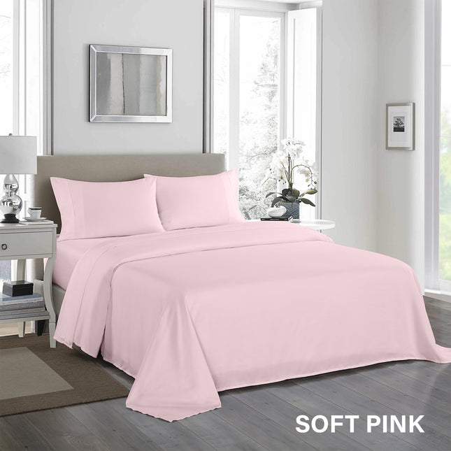 Royal Comfort - 1200TC Ultrasoft 4 Pc Sheet Set - King - Soft Pink-1951134881228656645