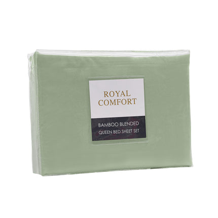 Royal Comfort Blended Bamboo Sheet Set Sage Green - Queen-1951134881425788930