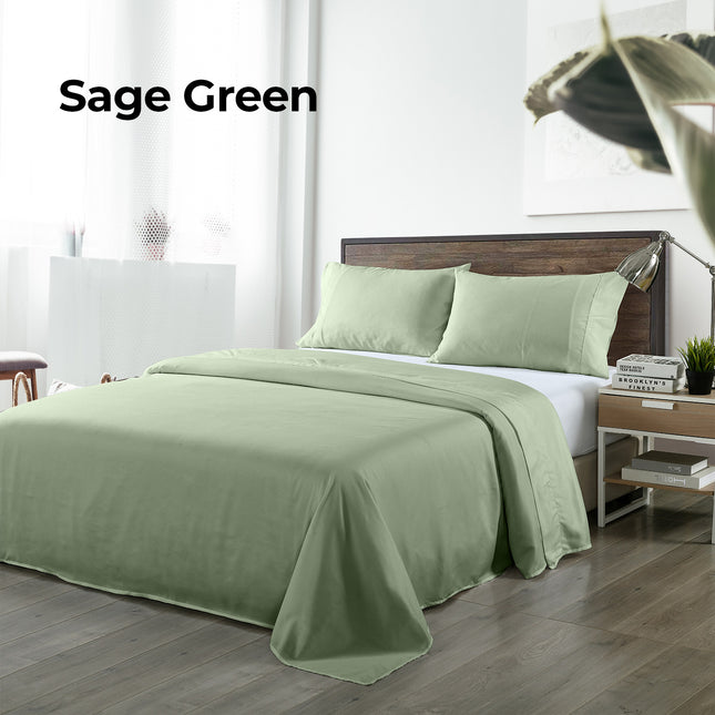 Royal Comfort Blended Bamboo Sheet Set Sage Green - Queen-1951134881425788932