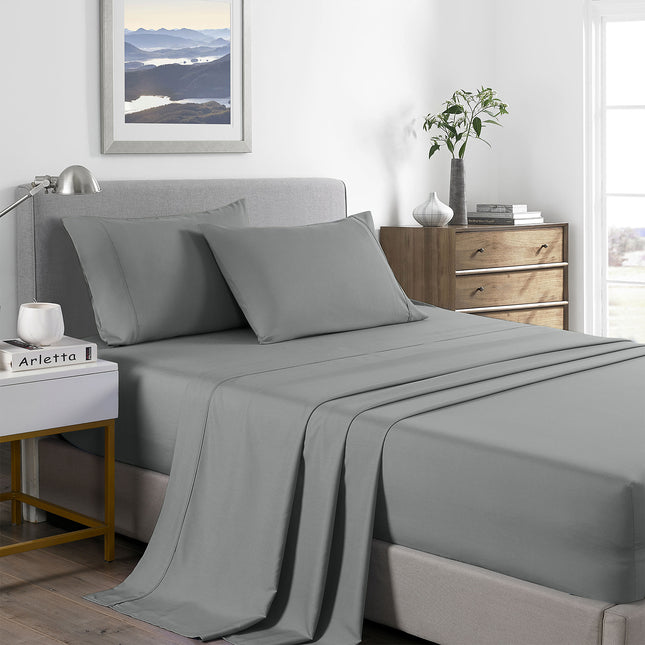 Royal Comfort Bamboo Cooling 2000TC Sheet Set - Single - Mid Grey-1951134883795570688