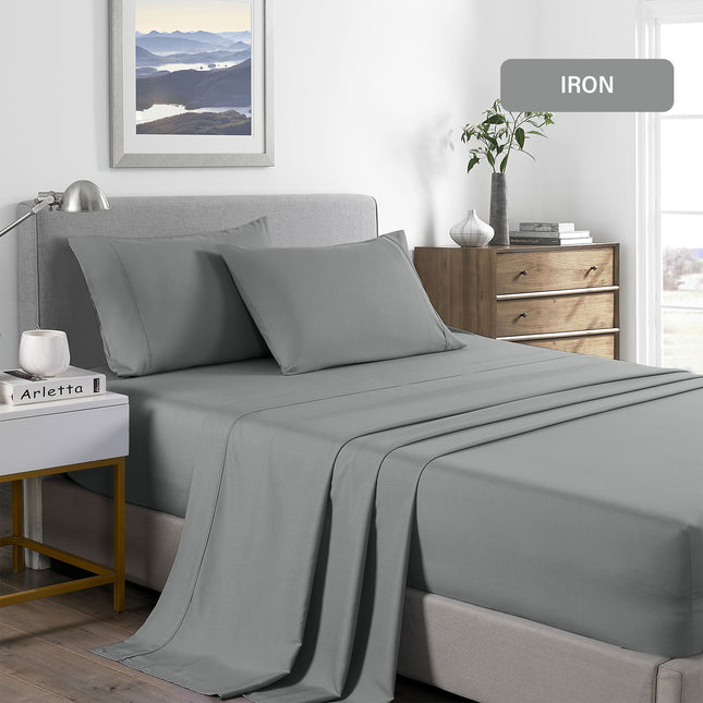 Royal Comfort Bamboo Cooling 2000TC Sheet Set King - Mid Grey-1951134885951442948