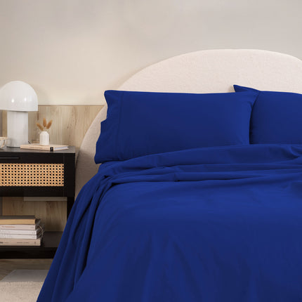 Royal Comfort Vintage Washed 100 % Cotton Sheet Set Single - Royal Blue-1951134886819663873