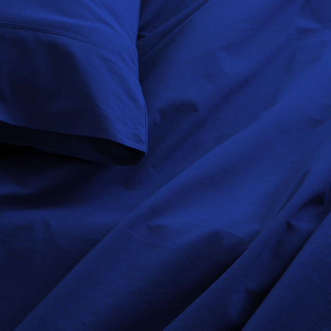 Royal Comfort Vintage Washed 100 % Cotton Sheet Set Single - Royal Blue-1951134886819663875