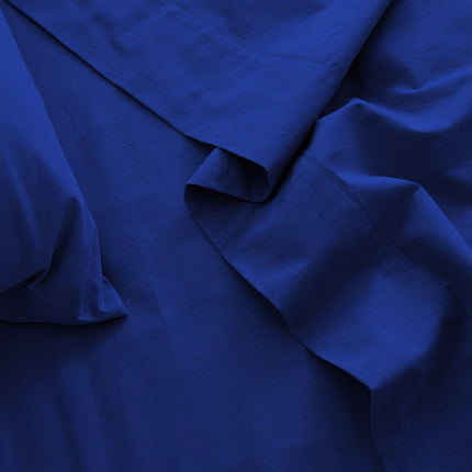 Royal Comfort Vintage Washed 100 % Cotton Sheet Set Single - Royal Blue-1951134886819663876