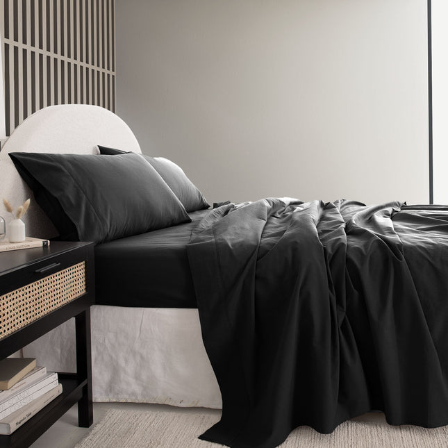 Royal Comfort Vintage Washed 100 % Cotton Sheet Set Single - Charcoal-1951134887033573378