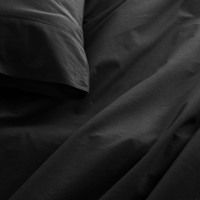 Royal Comfort Vintage Washed 100 % Cotton Sheet Set Single - Charcoal-1951134887033573379
