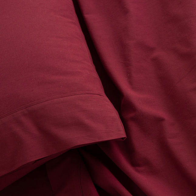 Royal Comfort Vintage Washed 100 % Cotton Sheet Set Single - Mulled Wine-1951134887419449347