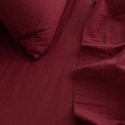Royal Comfort Vintage Washed 100 % Cotton Sheet Set Single - Mulled Wine-1951134887419449348