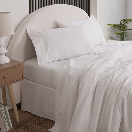 Royal Comfort Vintage Washed 100% Cotton Sheet Set King - White-1951134889655013376