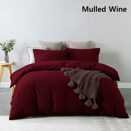 Royal Comfort Vintage Washed 100 % Cotton Quilt Cover Set Single - Mulled Wine-1951134831647789062