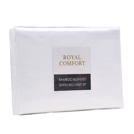 Royal Comfort Blended Bamboo Sheet Set White - Queen-1951134848420810754