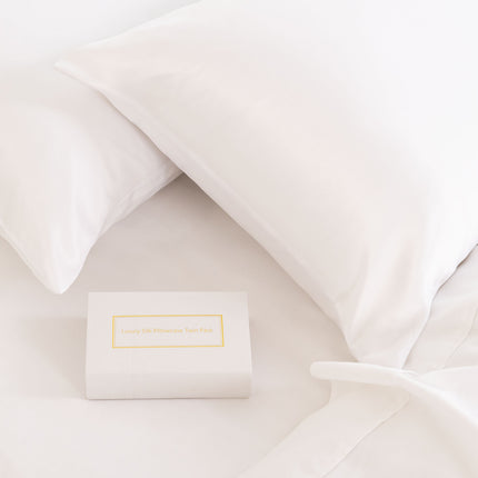 MULBERRY SILK PILLOW CASE TWIN PACK - SIZE: 51X76CM - WHITE-1951134812123303939