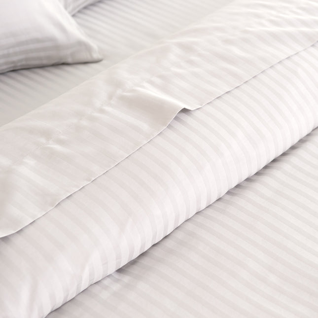 KENSINGTON 1200TC COTTON SHEET SET IN STRIPE-DOUBLE - WHITE-1951134849624576002
