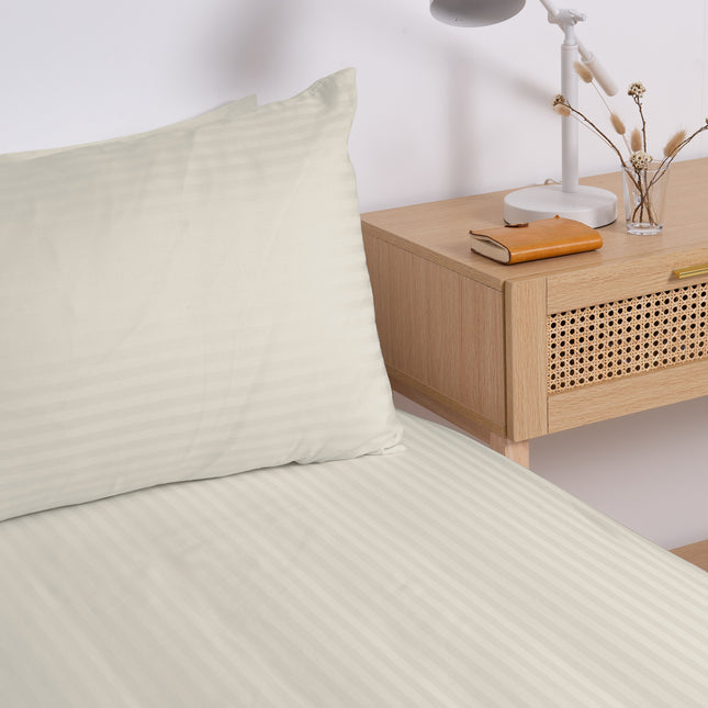 KENSINGTON 1200TC COTTON SHEET SET IN STRIPE-QUEEN -  SAND-1951134850446659588