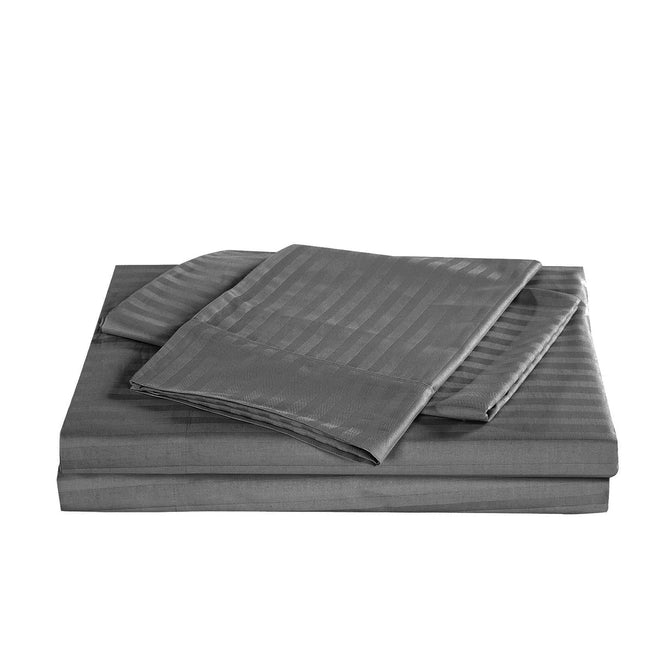 KENSINGTON 1200TC COTTON SHEET SET IN STRIPE-QUEEN - CHARCOAL-1951134850815758340
