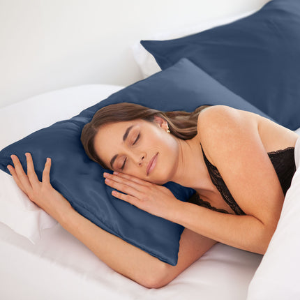 MULBERRY SILK PILLOW CASE TWIN PACK - SIZE: 51X76CM - NAVY-1951134812869890050