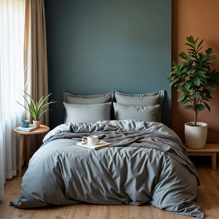 Royal Comfort 1000TC Cotton Blend Quilt Cover Sets King - Charcoal-1951134822093164544