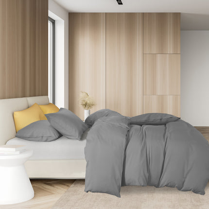 Royal Comfort 1000TC Cotton Blend Quilt Cover Sets King - Charcoal-1951134822093164546