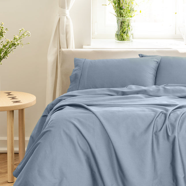 Royal Comfort  - Balmain 1000TC Bamboo Cotton Sheet Set - Queen - Blue Fog-1951134853193928704