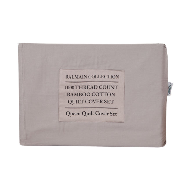 Royal Comfort - Balmain 1000TC Bamboo cotton Quilt Cover Sets (Queen) - Dove-1951134823460507655