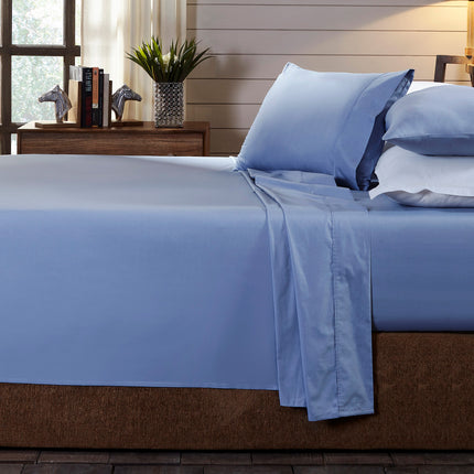 Royal Comfort - 250TC 100% Organic Cotton 4 Piece Sheet Set - Double - Indigo-1951134854909399040