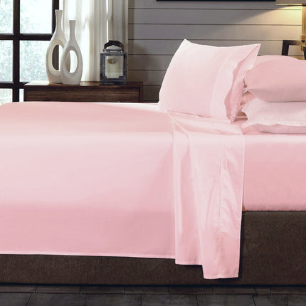 Royal Comfort - 250TC 100% Organic Cotton 4 Piece Sheet Set - Double - Blush-1951134855261720576