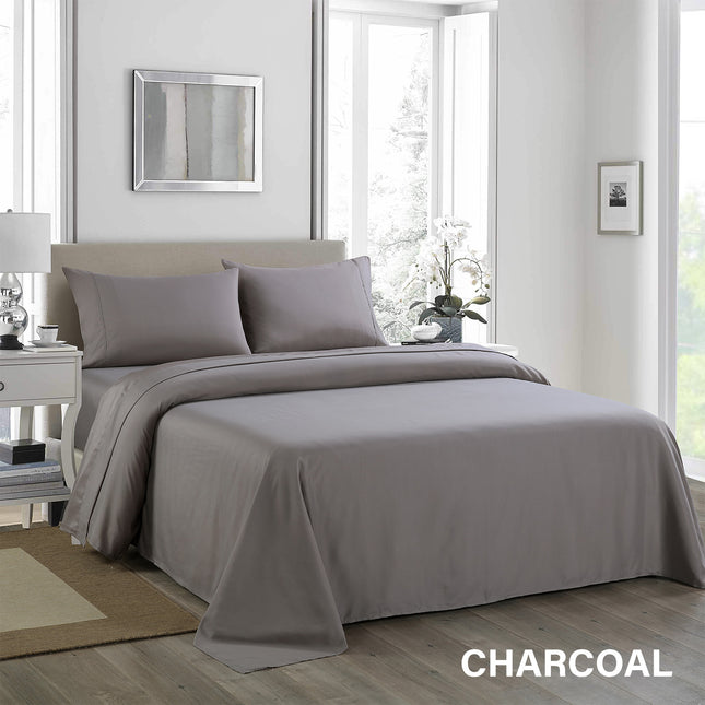 Royal Comfort 1200TC Ultrasoft 4 Piece Sheet Set - King - Charcoal-1951134858550054917