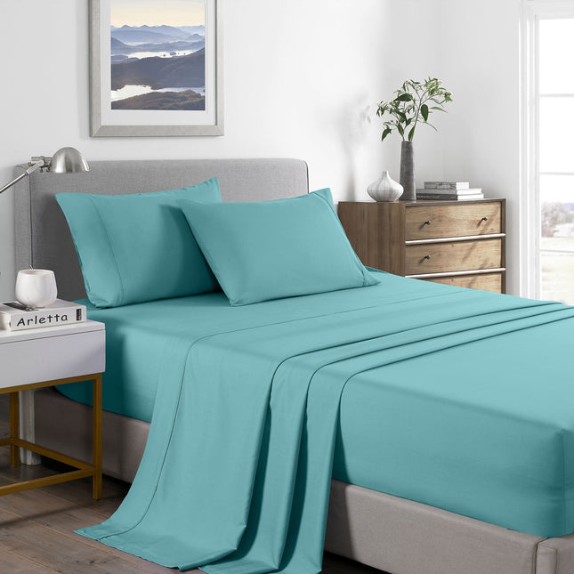 Royal Comfort Bamboo Cooling 2000TC Sheet Set - Double-Aqua-1951134859263086592