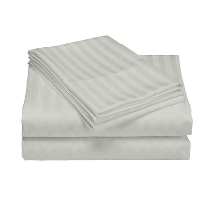 Royal Comfort 1200 Thread count Damask Stripe Cotton Blend sheet sets Queen Silver-1951134866833805315