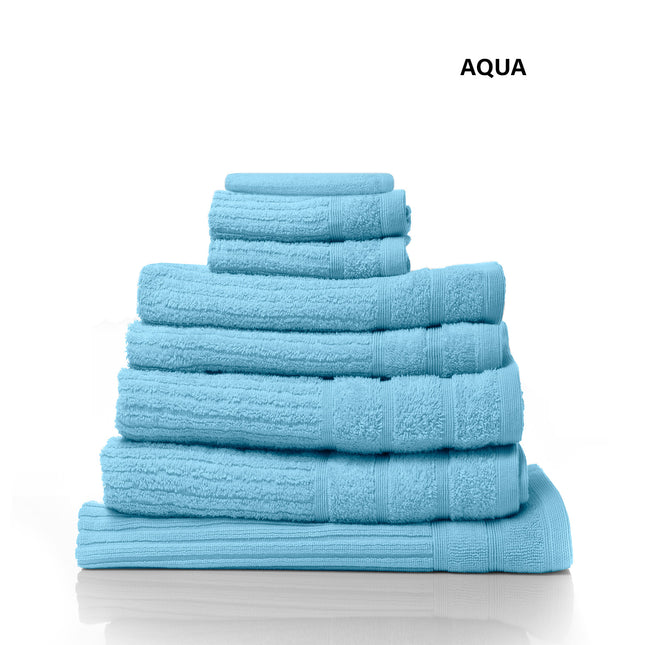 Royal Comfort Eden Egyptian Cotton 600 GSM 8 Piece Towel Pack Aqua-1951134892150624260