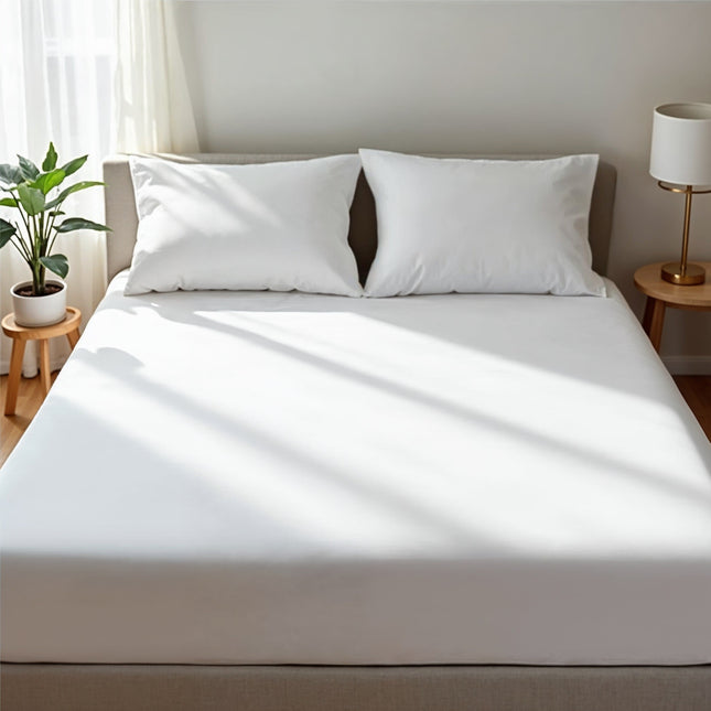 Royal Comfort 1500 TC Cotton Rich Fitted sheet 3 PC Set Double-White-1951134869153255424