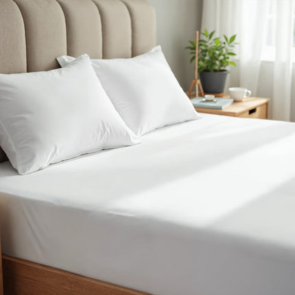 Royal Comfort 1500 TC Cotton Rich Fitted sheet 3 PC Set Double-White-1951134869153255425