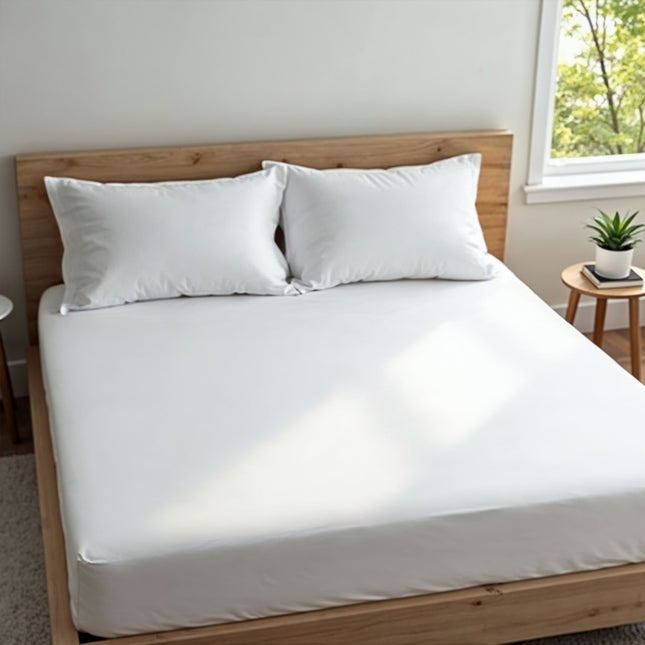 Royal Comfort 1500 TC Cotton Rich Fitted sheet 3 PC Set Double-White-1951134869153255427