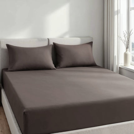Royal Comfort 1500TC Cotton Rich Fitted sheet 3 PC Set Double-Dusk Grey-1951134869392330754