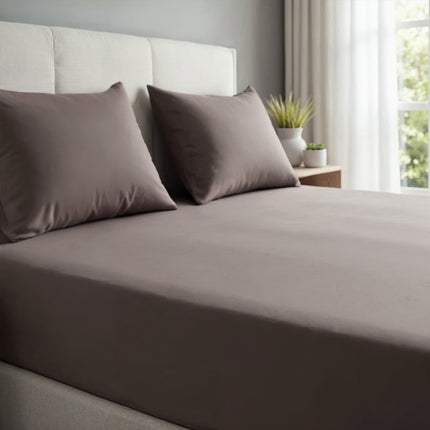 Royal Comfort 1500TC Cotton Rich Fitted sheet 3 PC Set Double-Dusk Grey-1951134869392330755