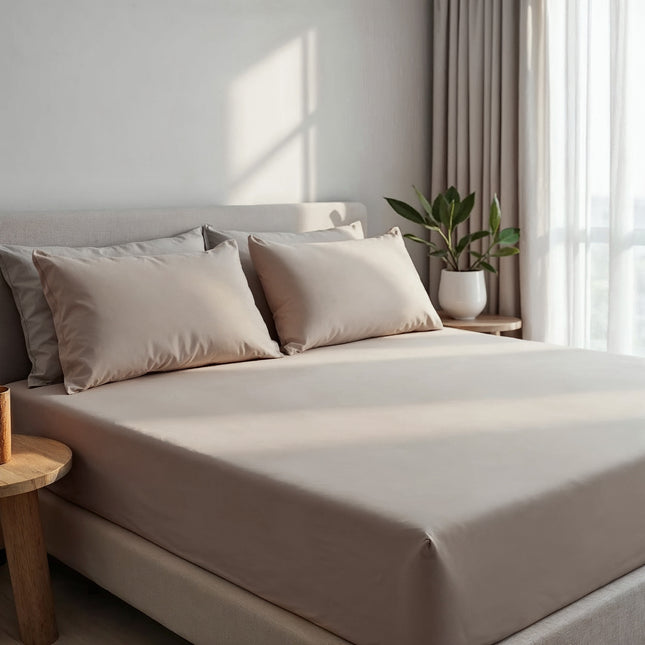 Royal Comfort 1500TC Cotton Rich Fitted sheet 3 PC Set Double-Stone-1951134869606240257