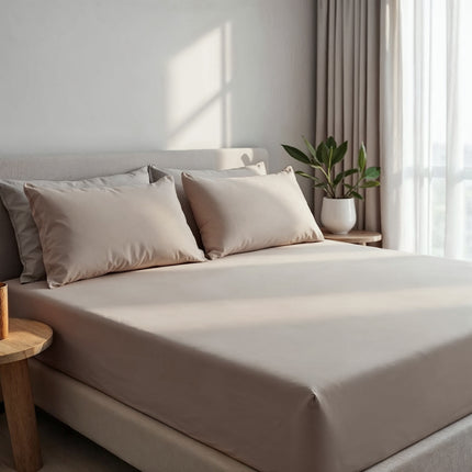 Royal Comfort 1500TC Cotton Rich Fitted sheet 3 PC Set Double-Stone-1951134869606240257