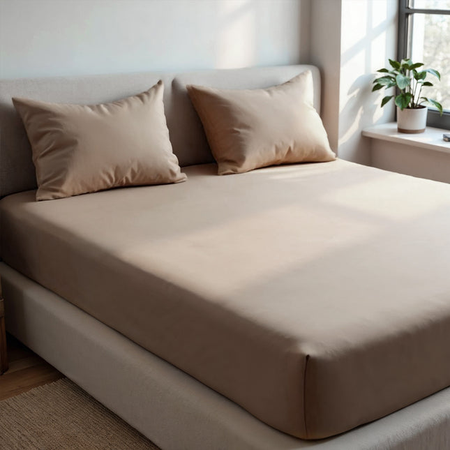 Royal Comfort 1500TC Cotton Rich Fitted sheet 3 PC Set Double-Stone-1951134869606240259